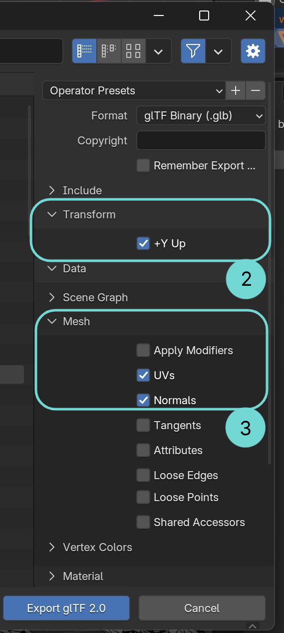 Remove UV, Normals and export with Y+ up