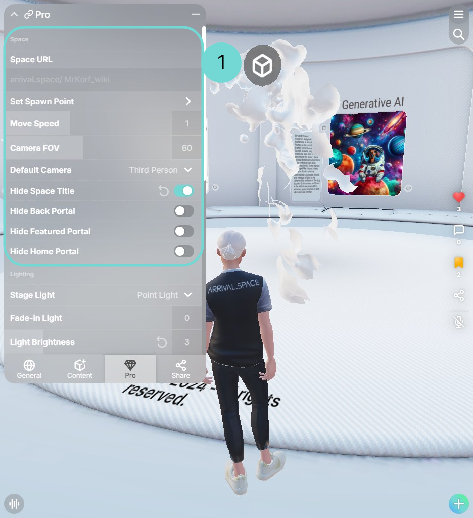 Edit light settings and adjust your Main Asset