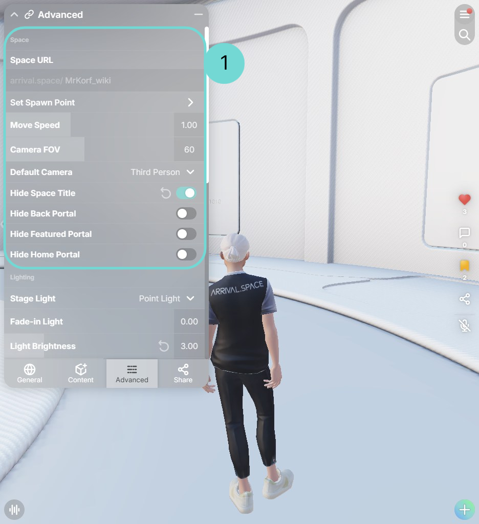 Edit light settings and adjust your Main Asset