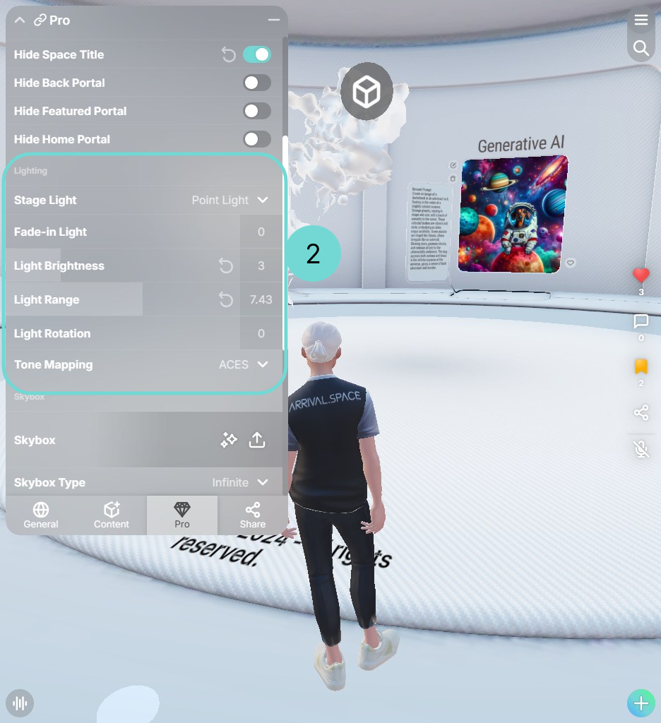 Edit light settings and adjust your Main Asset