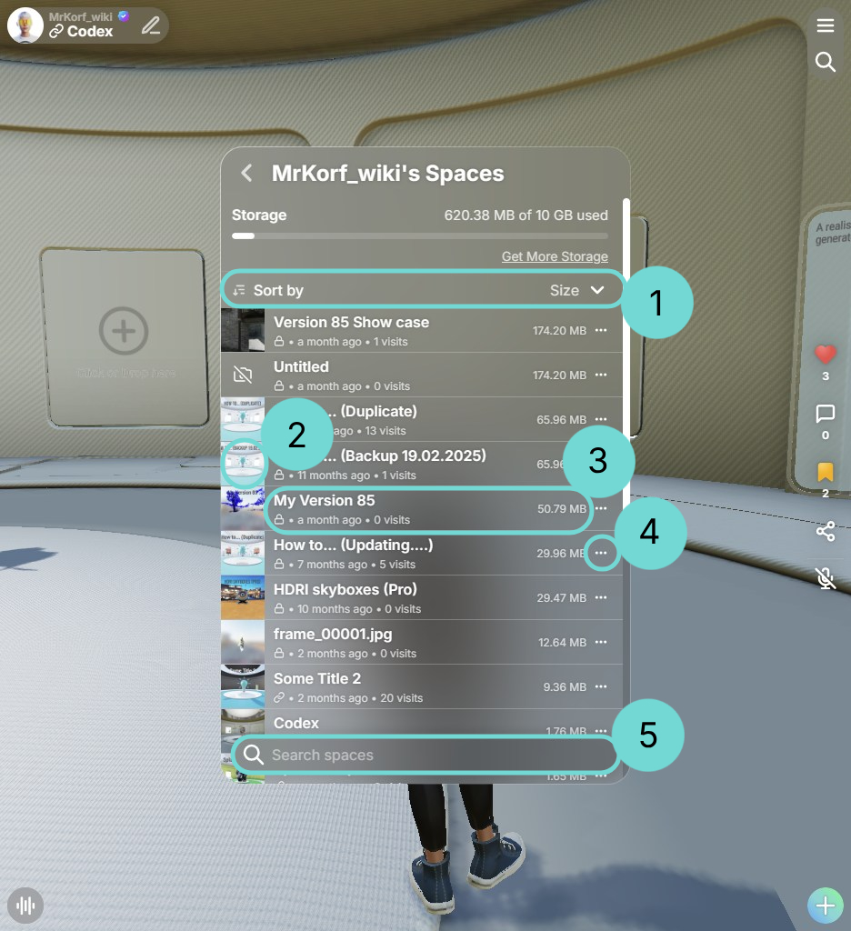 Storage list overview