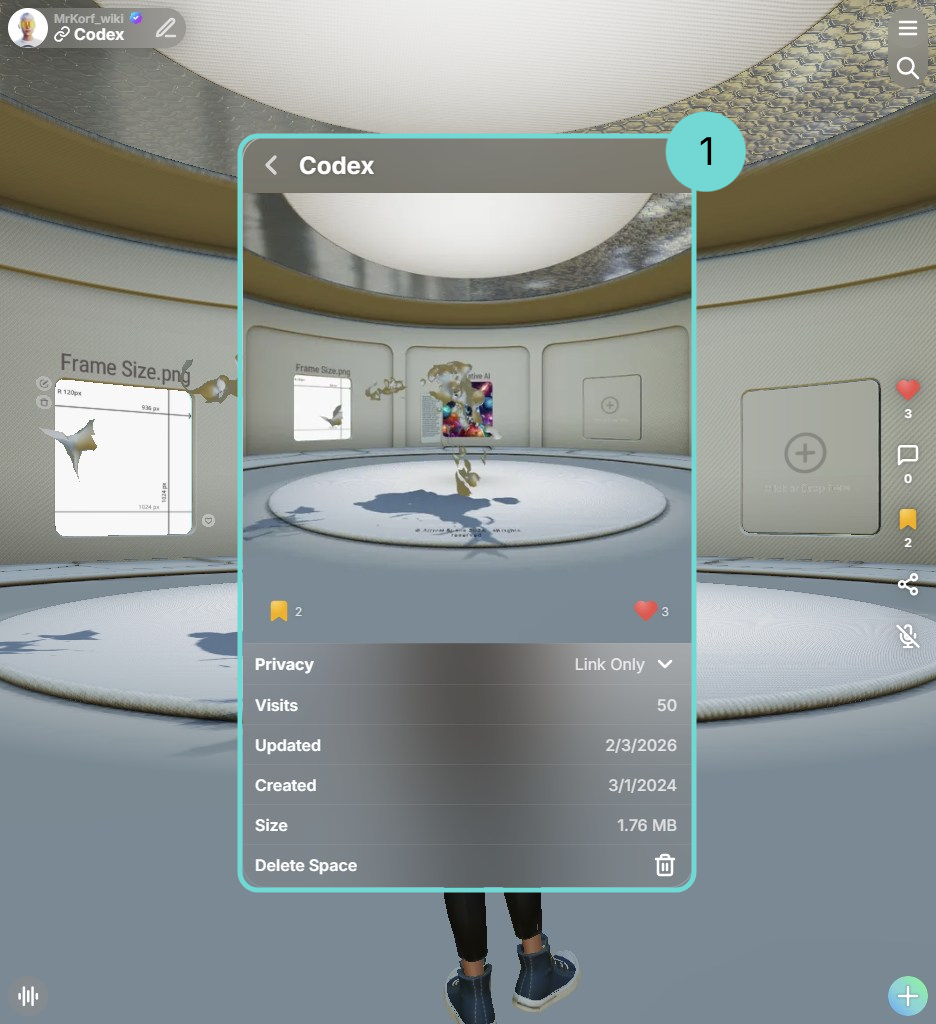Detailansicht eines Spaces in der Speicherliste