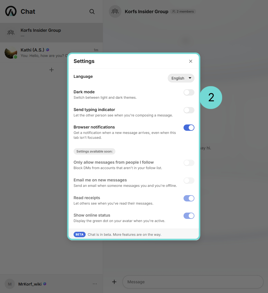 Adjust Direct Messag settings