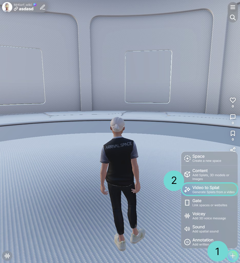 ビデオからスプラットUIを開く