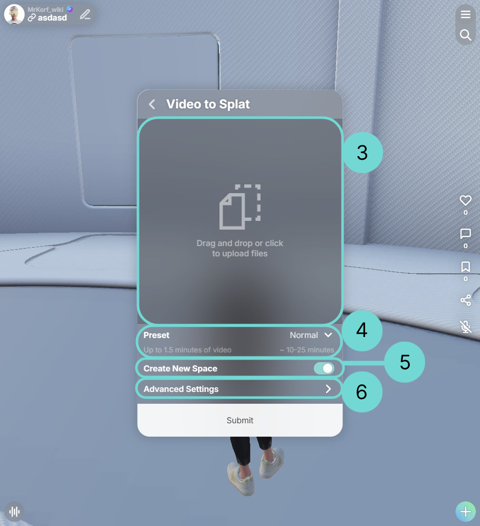 ビデオからスプラットUIの概要