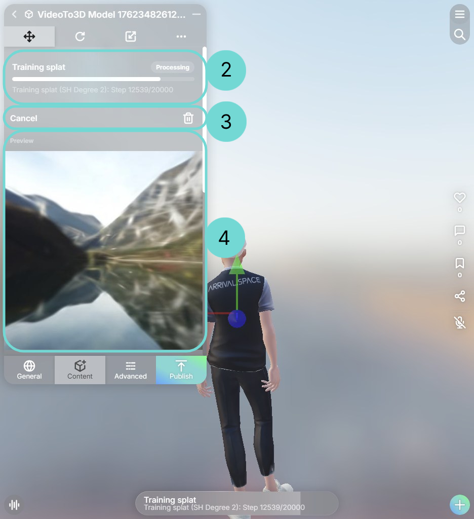ビデオからスプラットUIを開く